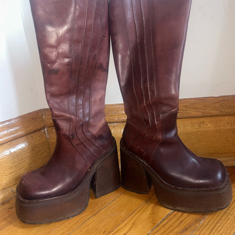 Vintage Sonax 70s Chunky Platform Brown Mahogany Boots - Picture 10 of 10